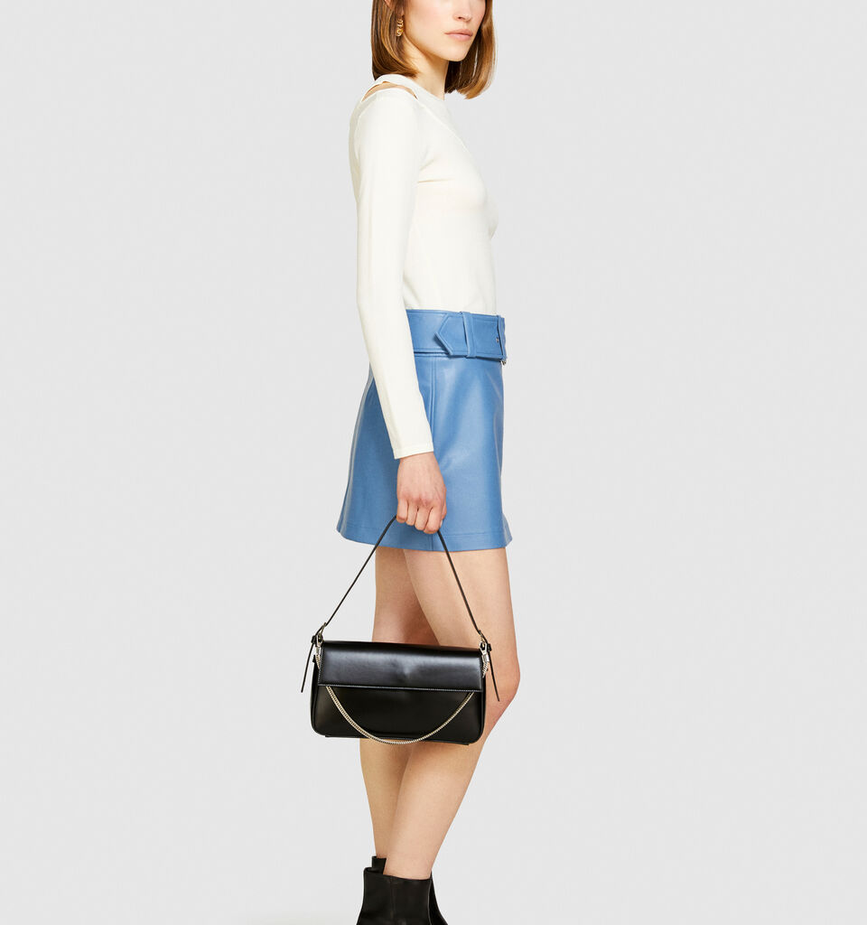Mini skirt with maxi belt - women's mini skirts - Light Blue | Sisley image number 2